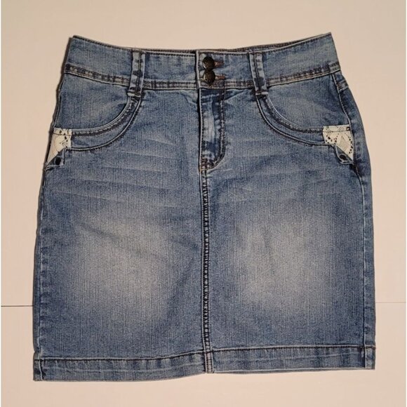 Denver Hayes Women's Denim Mini Skirt Size 4 Four Pockets - Picture 1 of 8